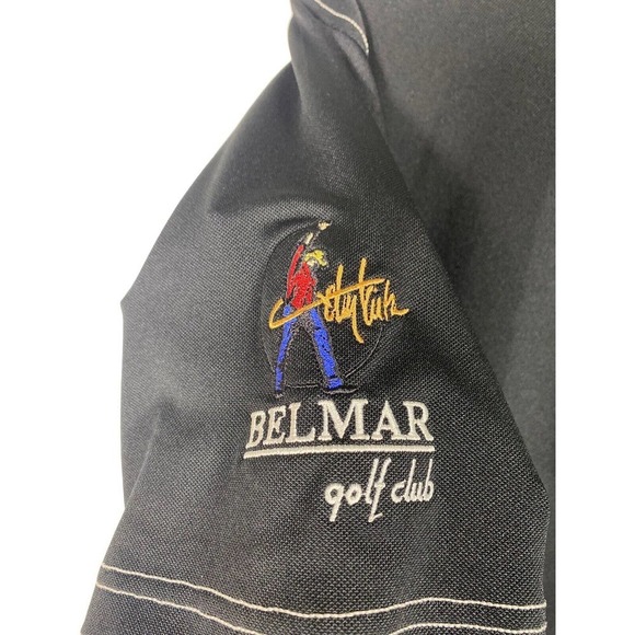 Footjoy Large Polo Shirt Black Textured Belmar Golf Club Norman Oklahoma Mens - Picture 6 of 8